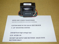 MICRO DELUXE AND CHAMP POWER TRANSFORMER,  5E3, 5F1 MADE BY HEYBOER USA