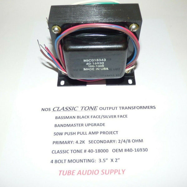 CLASSIC TONE BASSMAN OUTPUT TRANSFORMER, 2/4/8 OHM TAPS Tube Audio Supply
