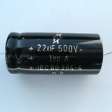 F&T 22uf@500V electrolytic cap, axial leads